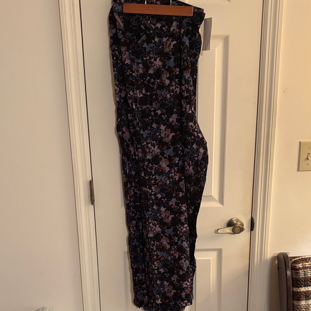 Woman Within Floral Print Pants - Black and Purple